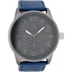 OOZOO Timepieces 48mm Dark Blue Leather Strap C7442